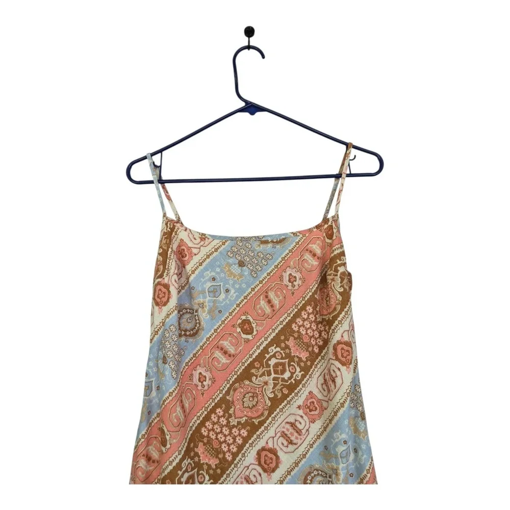Abercrombie & Fitch Linen Blend Maxi Dress XS Paisley Boho Cottagecore Slip